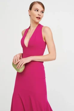 Abito aderente fucsia