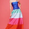 Abito bustier color block