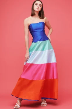 Abito bustier color block
