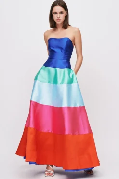 Abito bustier color block