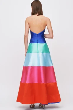 Abito bustier color block