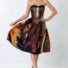 Abito bustier con stampa