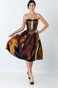 Abito bustier con stampa