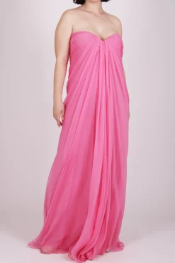 Abito bustier fucsia