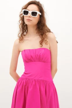 Abito bustier fucsia