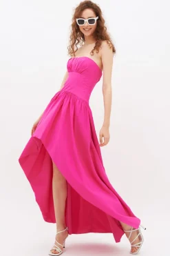 Abito bustier fucsia