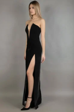 Abito bustier in velluto