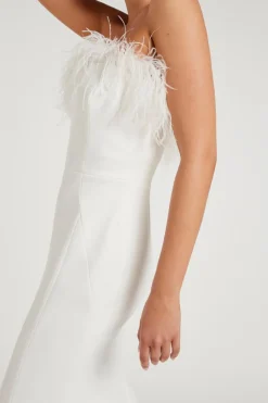 Abito bustier piume