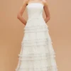 Abito bustier pizzo e balze
