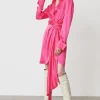 Abito camicia in seta drappeggiata