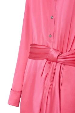 Abito camicia in seta drappeggiata
