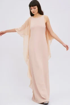 Abito cipria con chiffon