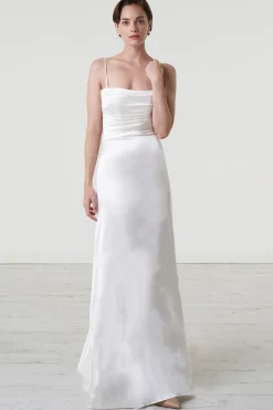 Abito con corpetto bustier e decoro posteriore