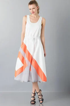 Abito con gonna a righe multicolor