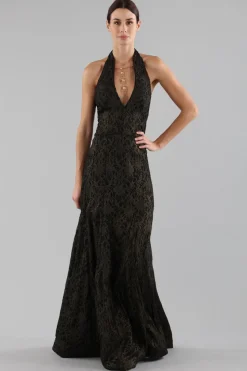 Abito con pizzo broccato oro