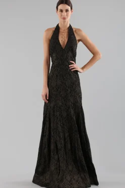 Abito con pizzo broccato oro