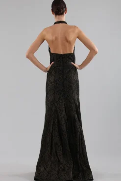 Abito con pizzo broccato oro