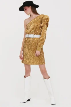 Abito corto monospalla oro