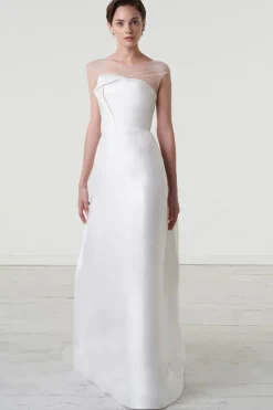 Abito da sposa in magnolia e organza di seta