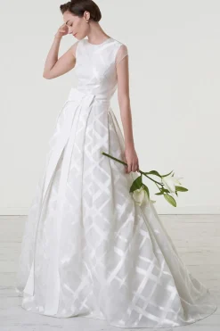 Abito da sposa in organza di seta a quadri