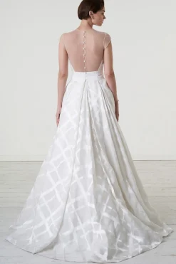 Abito da sposa in organza di seta a quadri