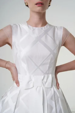 Abito da sposa in organza di seta a quadri