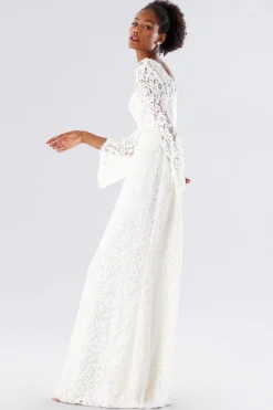Abito da sposa in pizzo con manica a calla