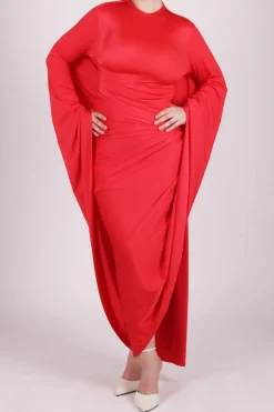 Abito drappeggiato rosso