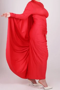 Abito drappeggiato rosso