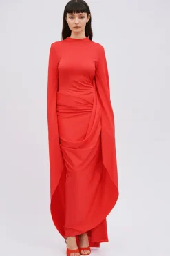 Abito drappeggiato rosso