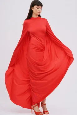 Abito drappeggiato rosso