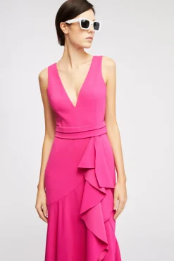 Abito fucsia con rouches