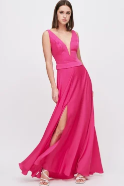 Abito fucsia in satin