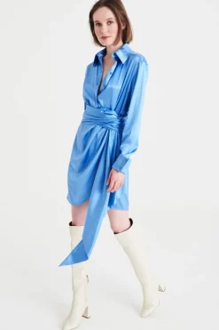 Abito in camicia in seta stretch