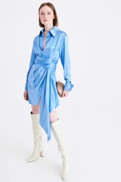 Abito in camicia in seta stretch