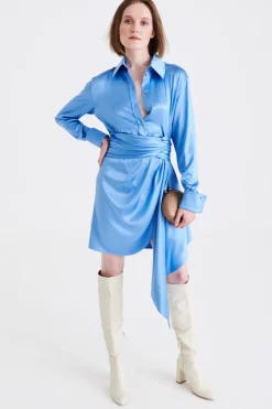 Abito in camicia in seta stretch