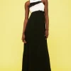 Abito in crepe e organza con ricami