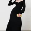 Abito in jacquard di seta con maniche lunghe