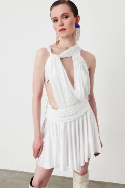 Abito in jersey satin ruche