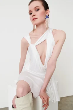 Abito in jersey satin ruche