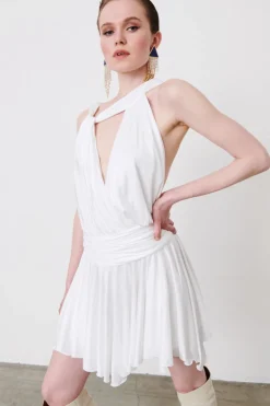 Abito in jersey satin ruche