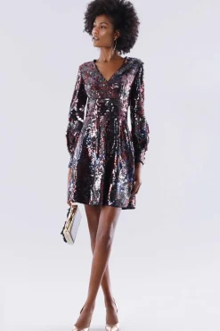 Abito in paillettes multicolori