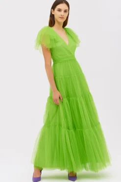 Abito in tulle verde fluo