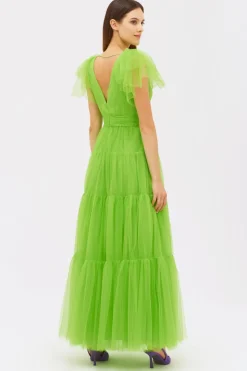 Abito in tulle verde fluo