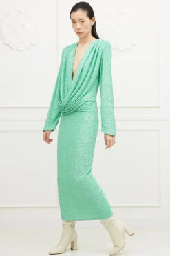 Abito lungo in paillettes