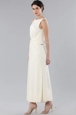 Abito lungo in seta drappeggiato