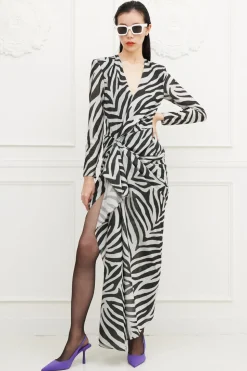 Abito lungo stampa zebra