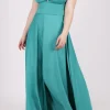 Abito lungo verde in satin