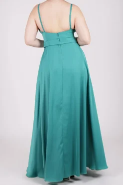 Abito lungo verde in satin