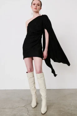Abito monospalla in jacquard di seta